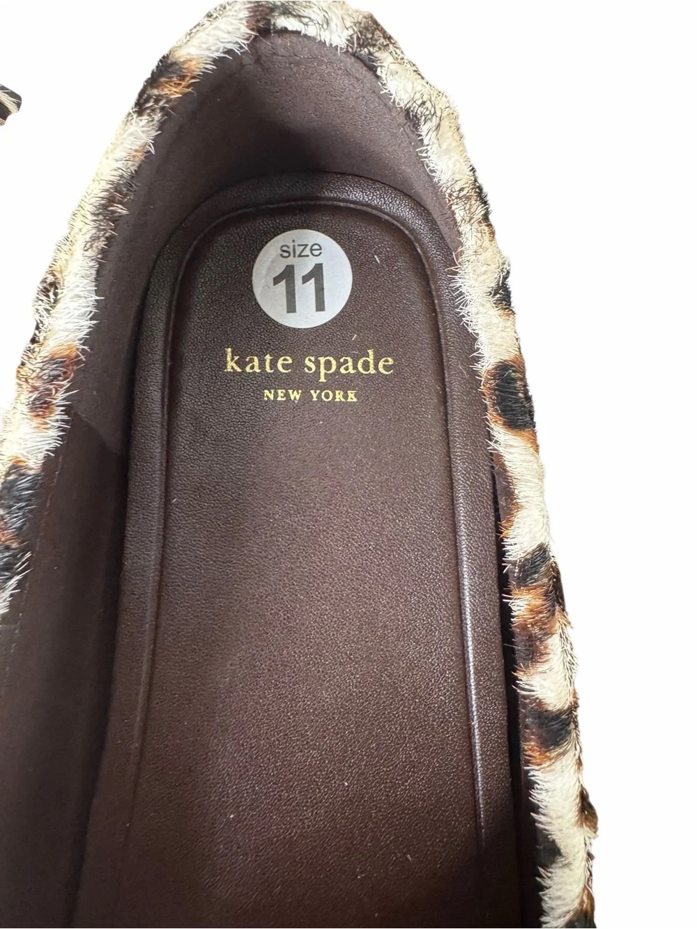 kate spade flower stud moccasin, NWB, SIZE 11, color is cashew milk multi